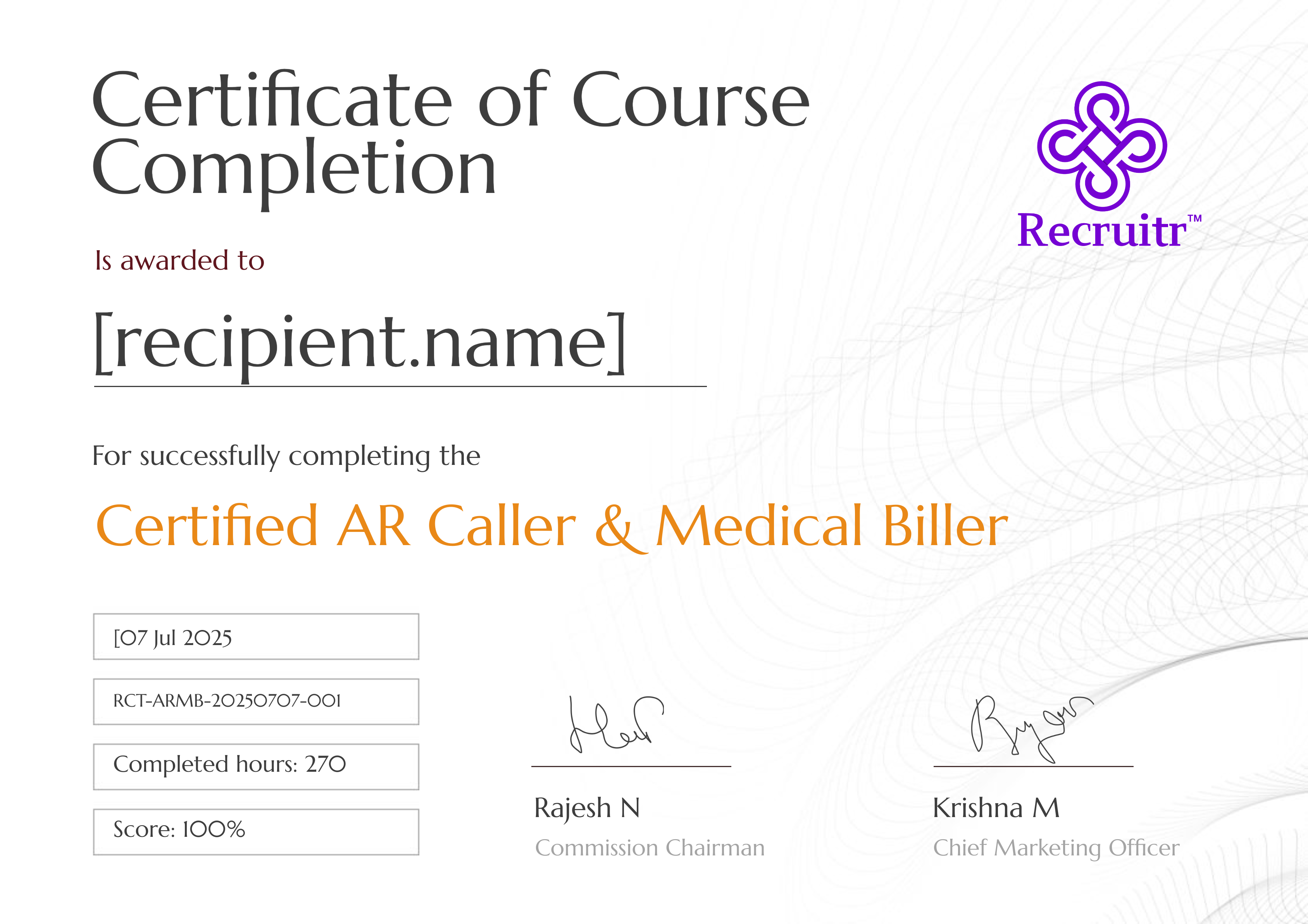 Sample Certificate